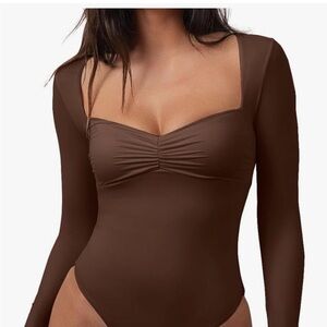 Brown Long Sleeve Bodysuit